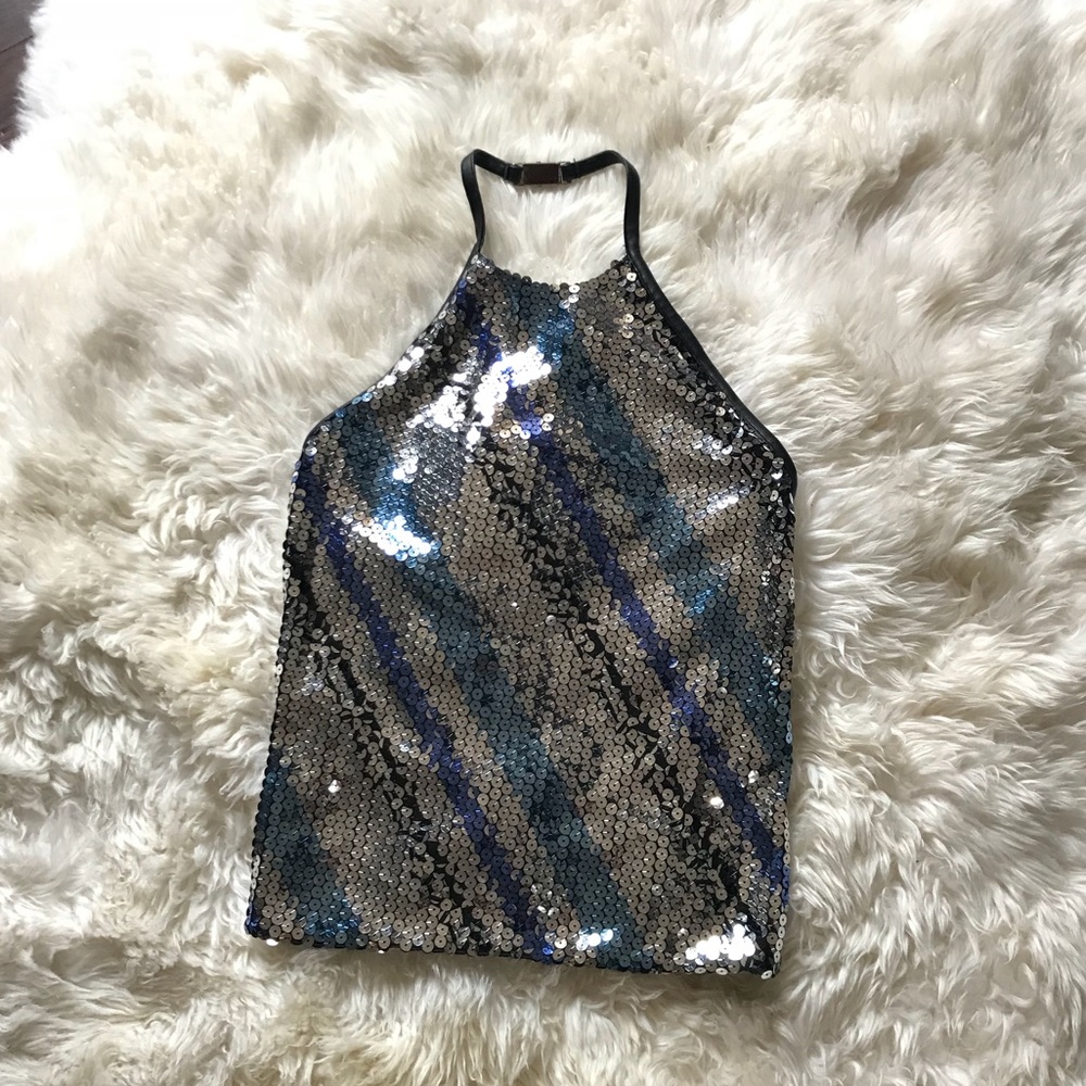 Express Sequin Top With Open Back - image 1